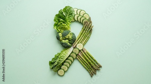 World vegetarian day ribbon made of fresh green vegetables
