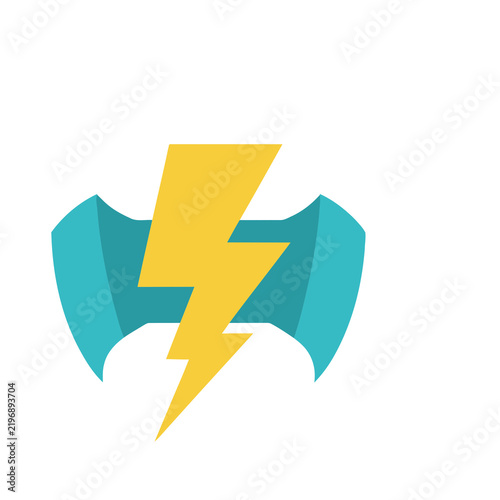 Yellow lightning bolt with blue wings