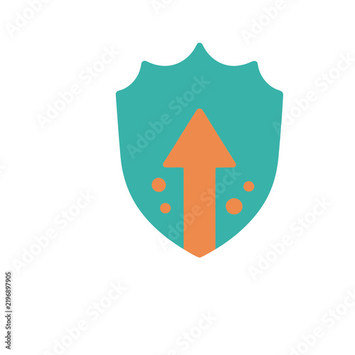 Shield with upward arrow and dots