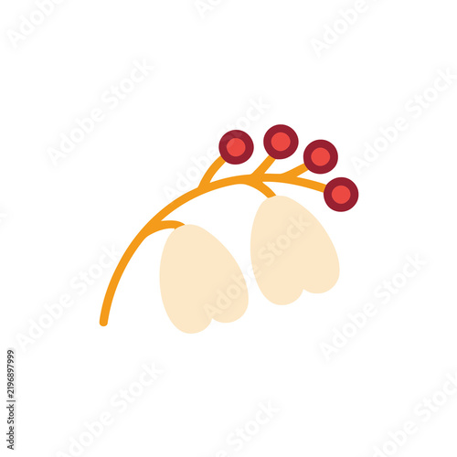 Stylized branch with berries and flowers