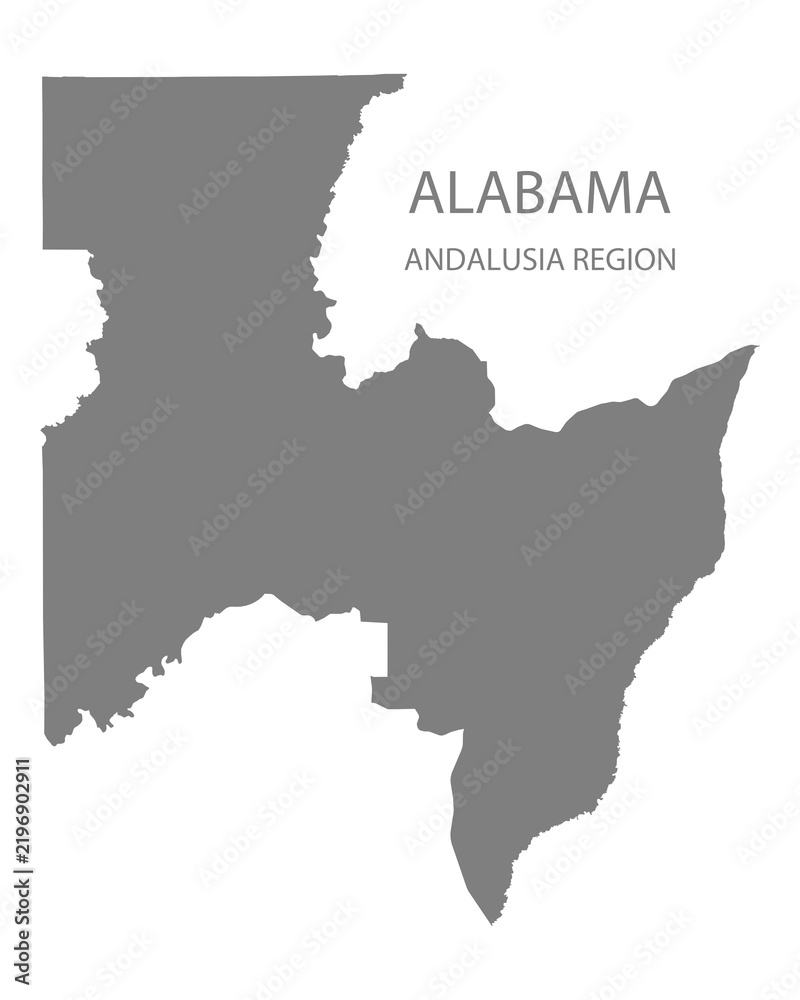 Fototapeta premium Andalusia Region Map, Alabama, USA