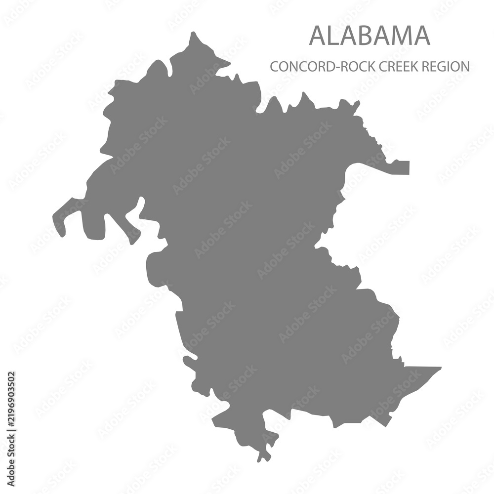 Obraz premium Concord-Rock Creek Region Map, Alabama, USA