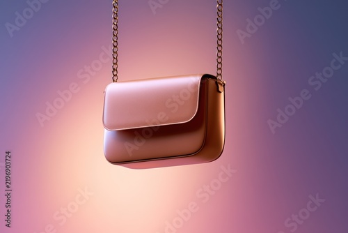 Pastel gradient background with leather crossbody bag mockup