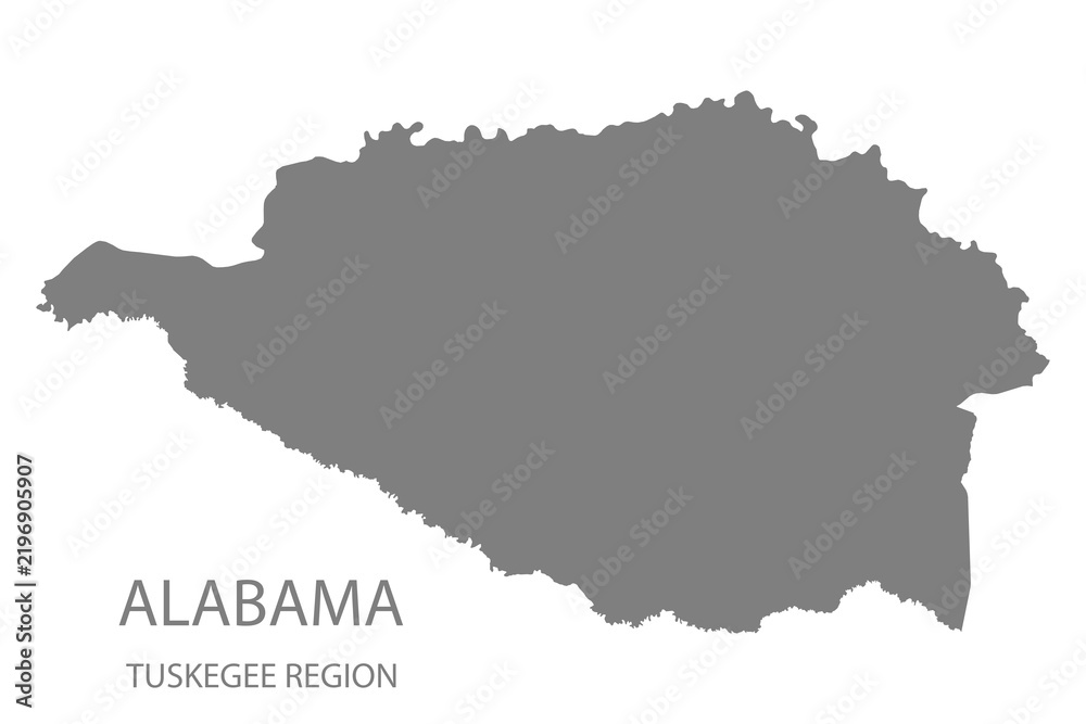 Obraz premium Tuskegee Region Map, Alabama, USA