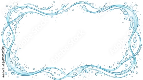 A water splash frame with a blue and white color scheme.