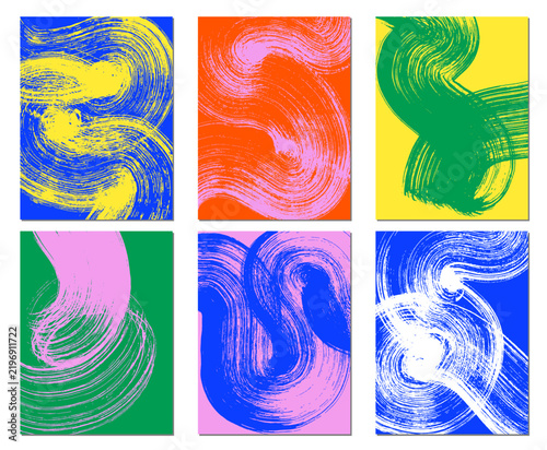 Set of abstract backgrounds. Colorful brush strokes, patterns, posters, cover.