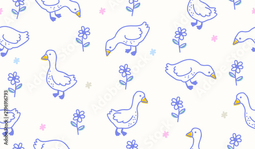 Cute goose pattern background vector design