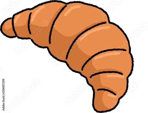 French Croissant Pastry Hand Drawn Illustration