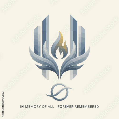 Modern Minimalist Memorial Flame Graphic Design for Remembrance and Tribute Ceremonies
