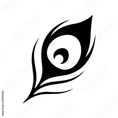 Peacock feather silhouette vector icon