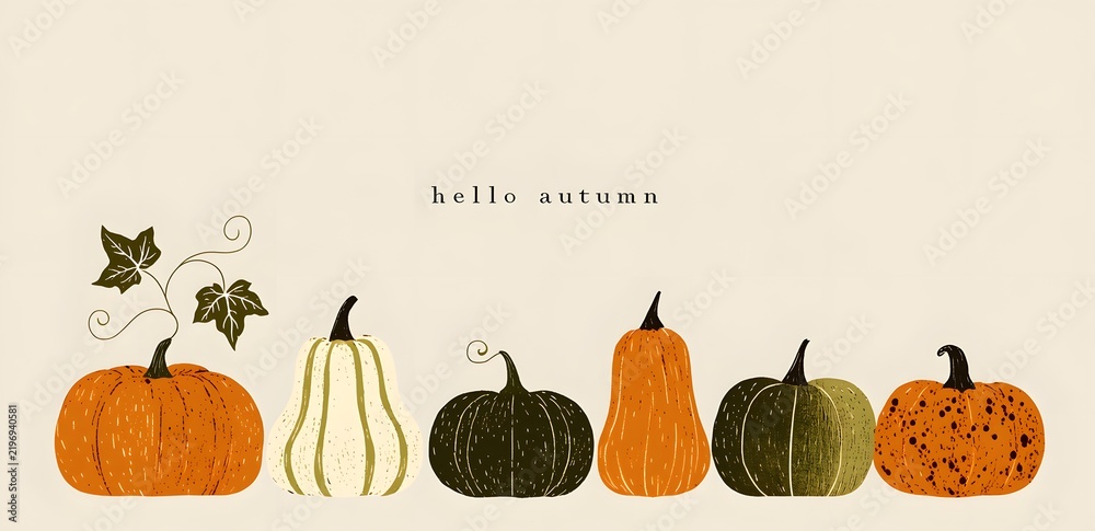 Obraz premium Illustration Minimaliste de Citrouilles d'Automne 