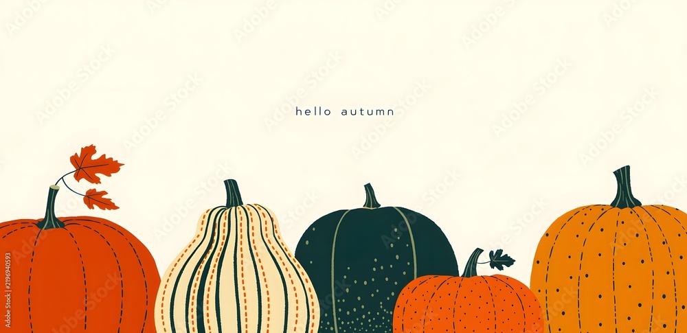 Obraz premium Illustration Minimaliste de Citrouilles d'Automne 
