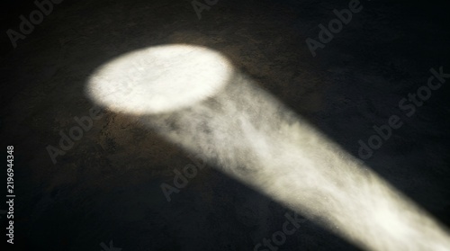 Spotlight beam on dark floor abstract light texture