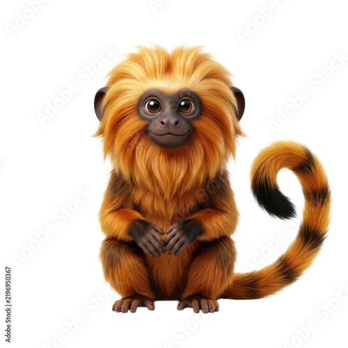 Cute golden lion tamarin isolated 