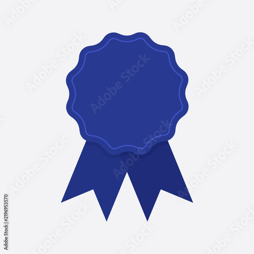 Award blue ribbon icon. Simple blue ribbon icon on white background.