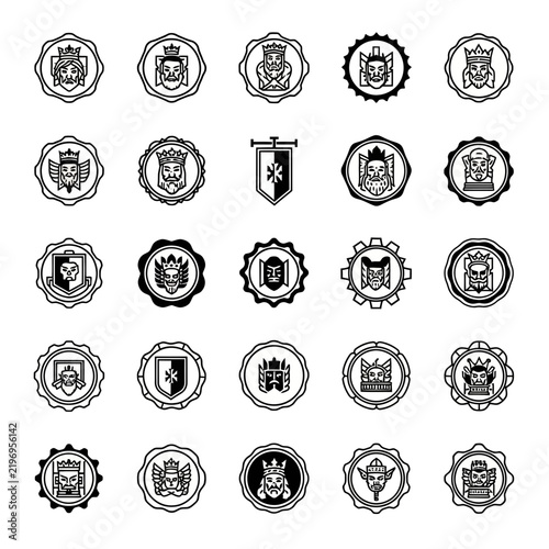 Royal Crests Collection: King, Queen, Heraldry Icons & Symbols