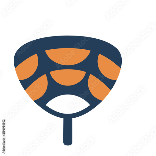 Stylized fan with orange and white segments
