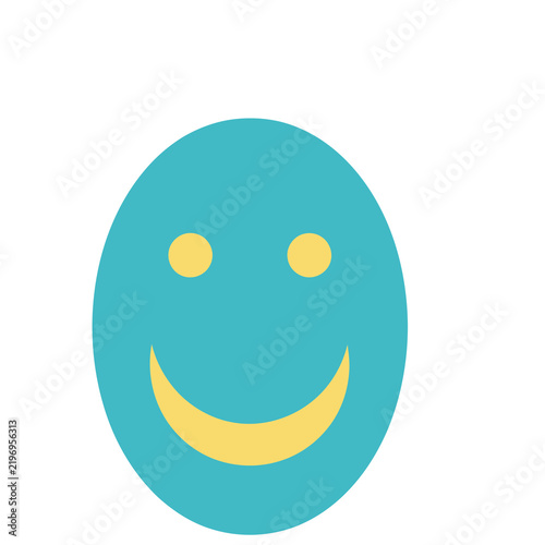Turquoise smiley face with yellow eyes and mouth
