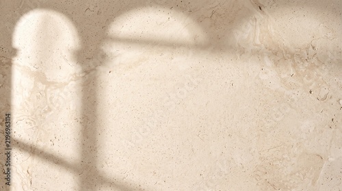 Minimalist Warm Beige Limestone Texture Background Template with Soft Architectural Shadows