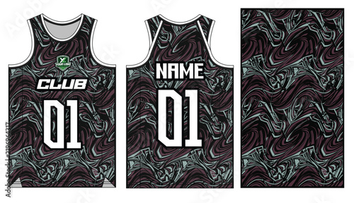 Custom Basketball Jersey Mockup With Abstract Pattern Design