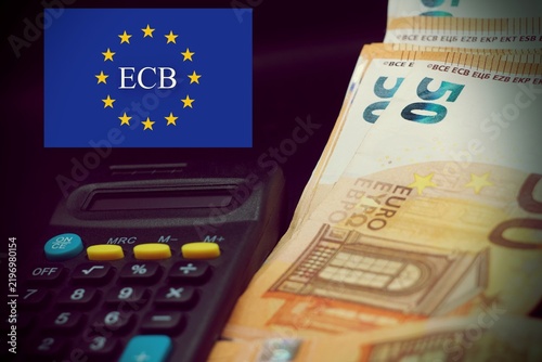 European Flag, Euro Banknotes and 