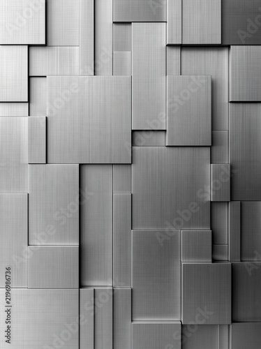 Close-up of a wall made up of multiple square and rectangular panels. the panels are arranged in a grid-like pattern, with each panel having a different size and shape.