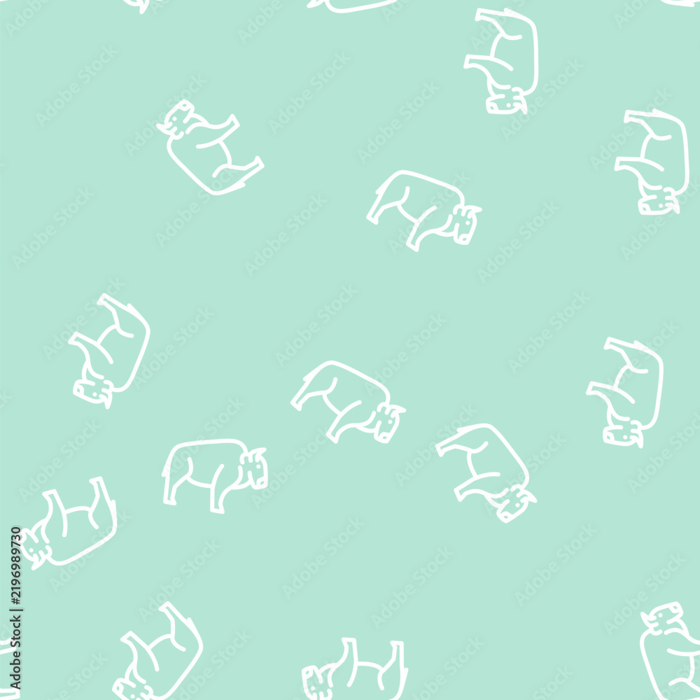 Fototapeta premium buffalo wild animal line seamless pattern buffalo wild animal thin line illustration
