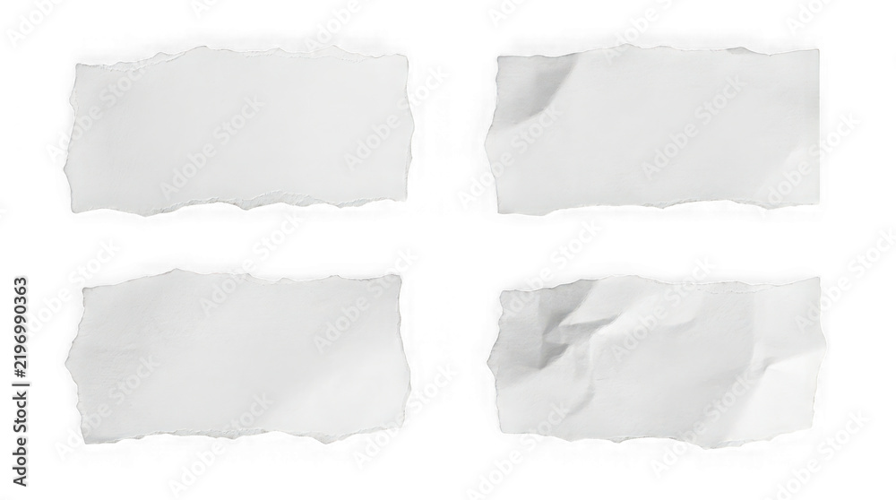 Fototapeta premium Four torn paper strips with ripped edges isolated on transparent background