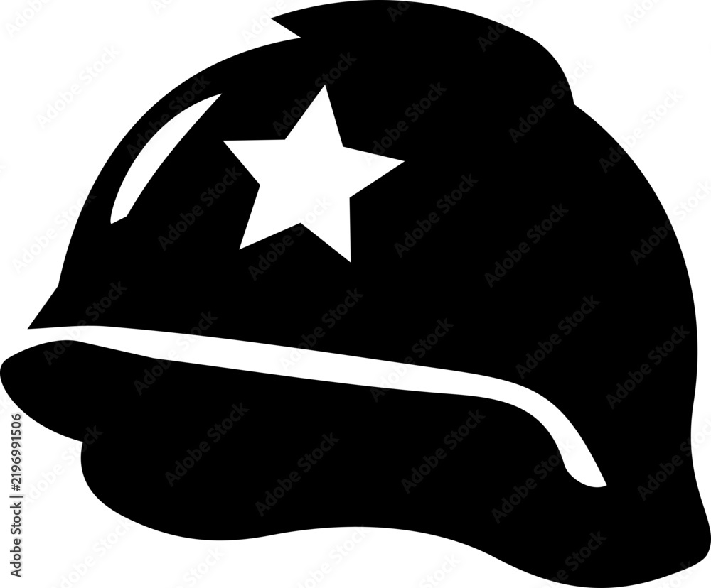 Obraz premium Indonesian National Armed Forces Anniversary commemorative icon featuring a bold black military helmet silhouette with white star