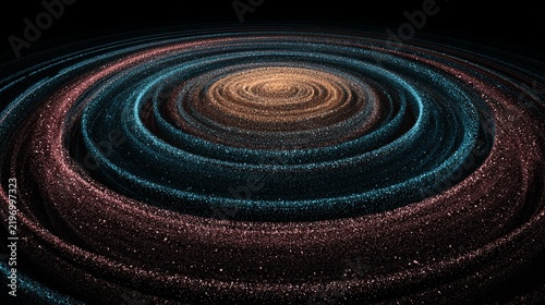 A mesmerizing abstract visualization depicting concentric spherical shells radiating layers of vivid colors, featuring intricate patterns that evoke a sense of depth and movement in a dark, cosmic env