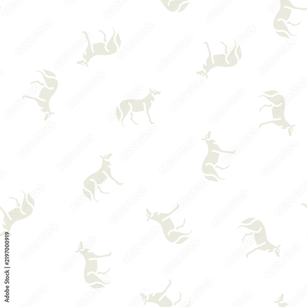 Fototapeta premium wolf animal glyph vector seamless pattern. wolf animal signthin illustration