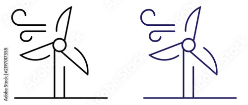 Two wind turbine icons showing renewable energy with renewable
