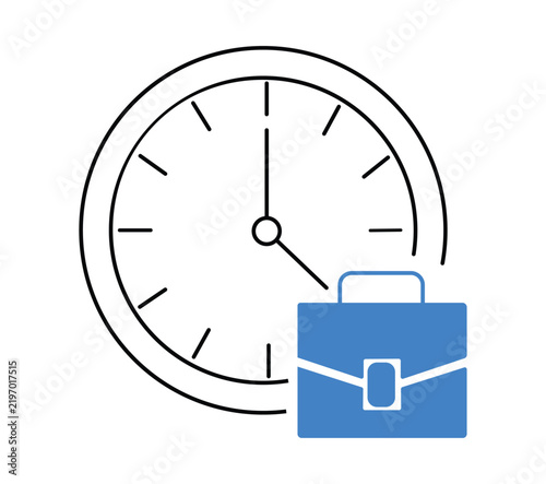 Clock icon with a blue briefcase symbolizing business time