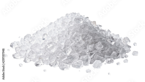 Pile of coarse sea salt crystals, isolated on transparent background