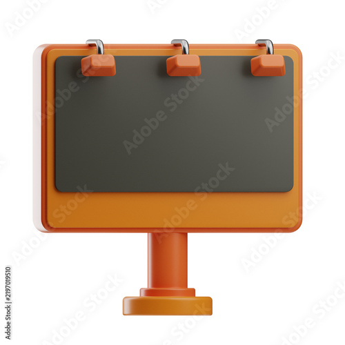 A small orange chalkboard sign with three metal clamps on a stand, suitable for displaying messages or notices in various settings.