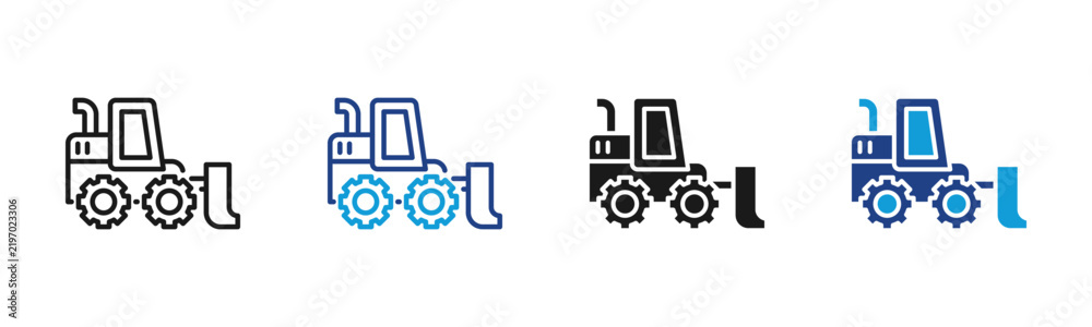 Naklejka premium Forklift Web icon with multiple style collection