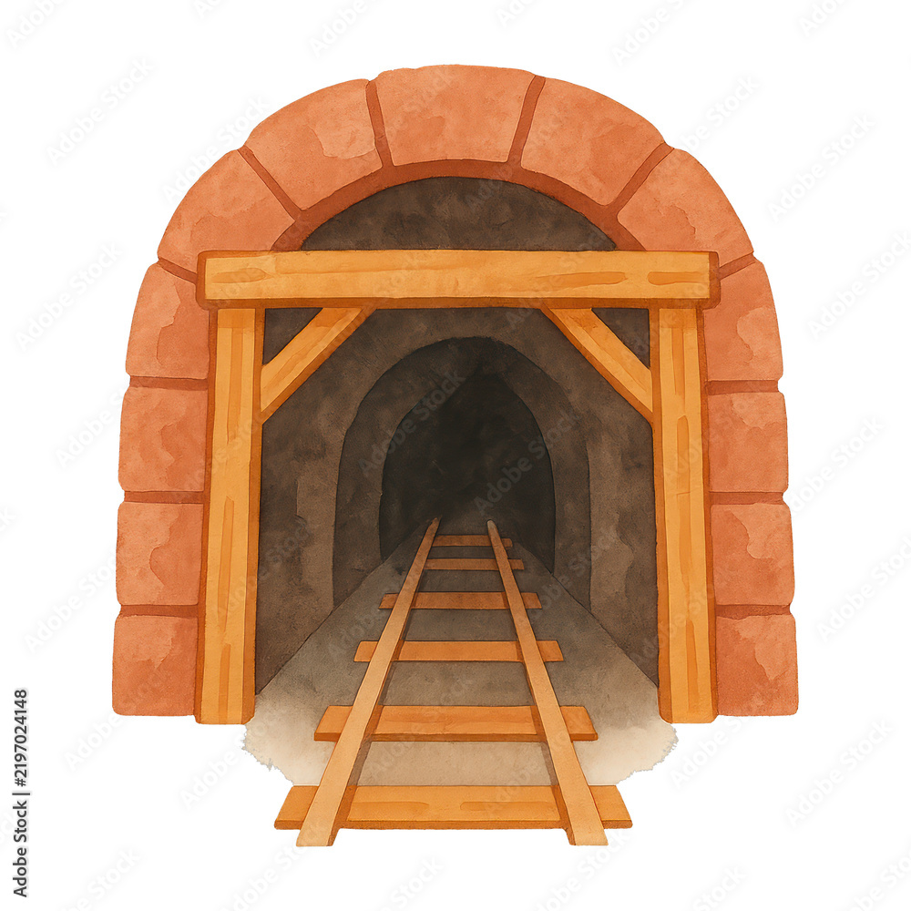 Naklejka premium PNG Rustic tunnel entrance illustration.