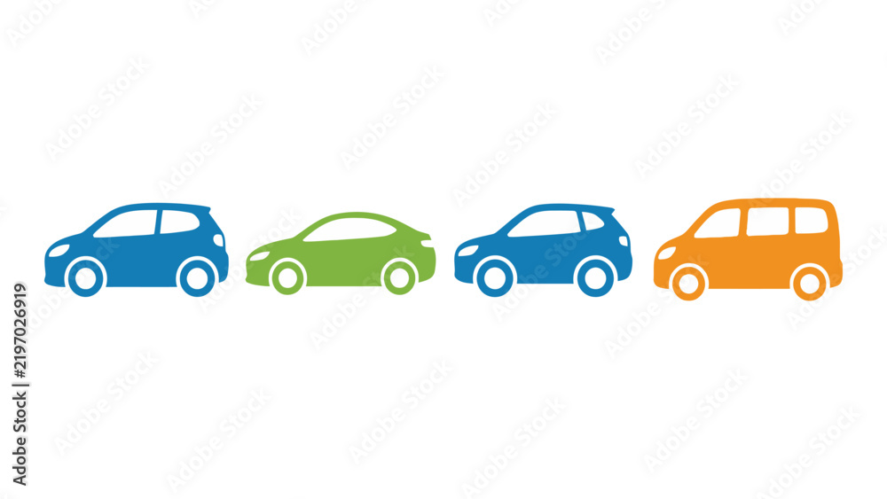 Obraz premium Colorful Car Illustrations Collection on White Background