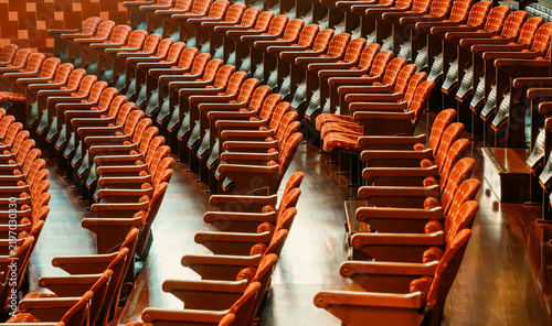 Empty auditorium velvet seats rows theater interior