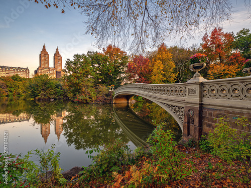 Bow bridge in early autumn, morning