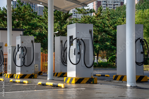 Multiple Electric Vehicle Charging Stations Under Canopy