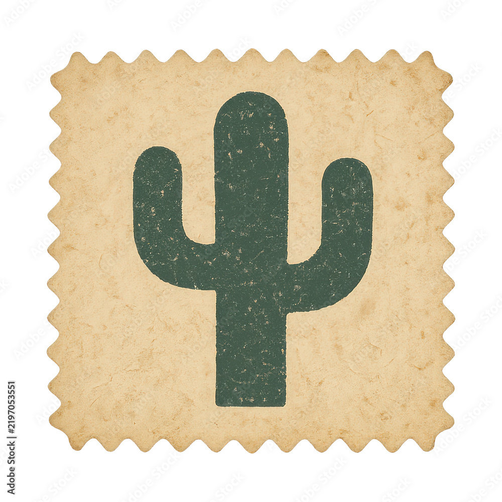 Obraz premium PNG Vintage cactus stamp illustration.