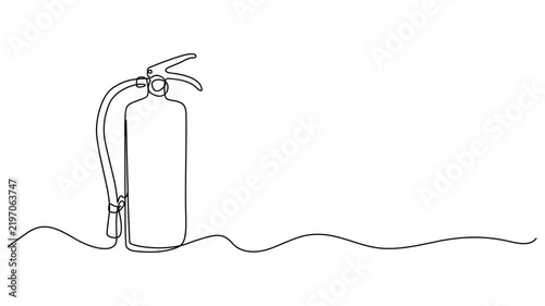 extinguisher, drawing, emergency, vignetting, fire, hand-drawn, illustration, isolated, safety, animated, concept, One line drawing animation of a fire extinguisher. Continuous contour motion of a fir