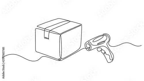 box package icon full length animation continuous one line drawing, box package icon full length animation continuous one line drawing, box package icon delivery line gift storage cardboard doodle con
