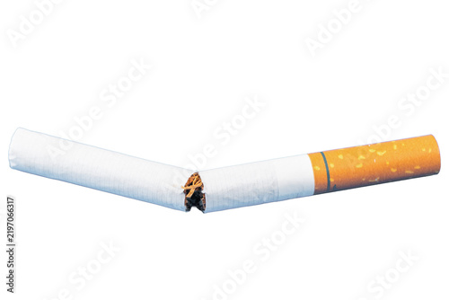 Fotografie Broken cigarette representing smoking cessation and quitting tobacco addiction