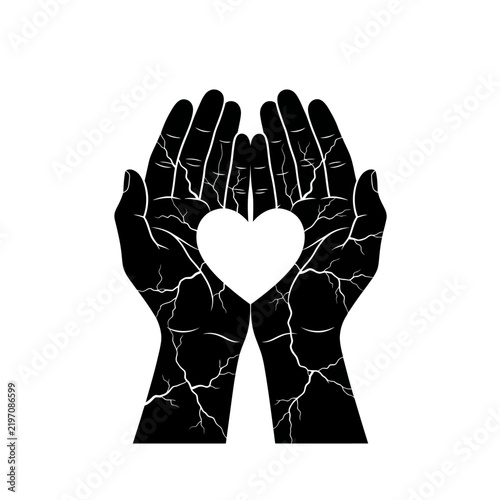 Damaged Hands Embracing White Heart – Mental Health & Emotional Healing