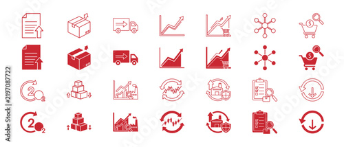 Streamlined icons representing shipping data and analytics. Essential for logistics commerce and operational efficiency planning.