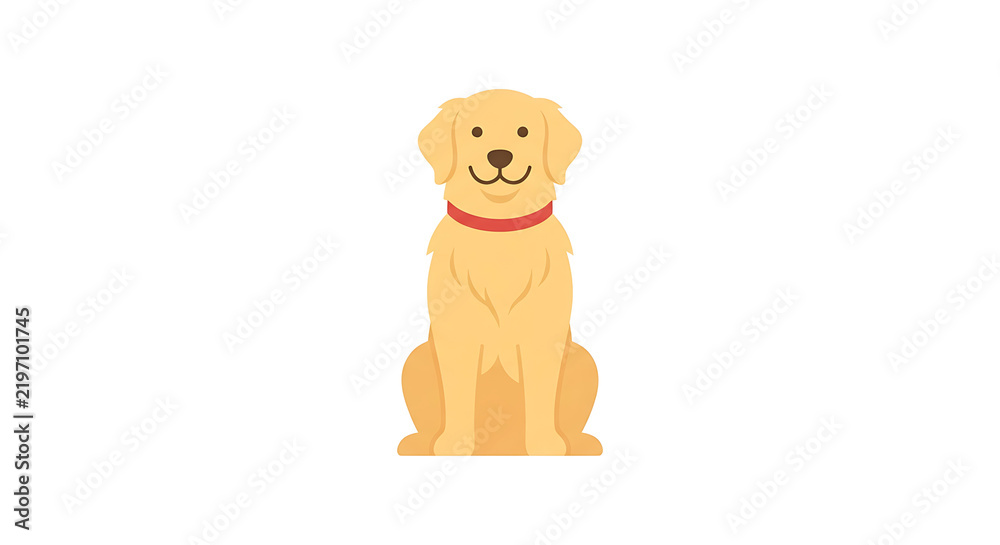 Obraz premium Cute Golden Retriever Dog Sitting Illustration.