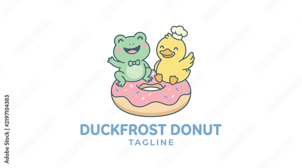 Fototapeta premium Duckfrost donut frog and duck mascot logo.