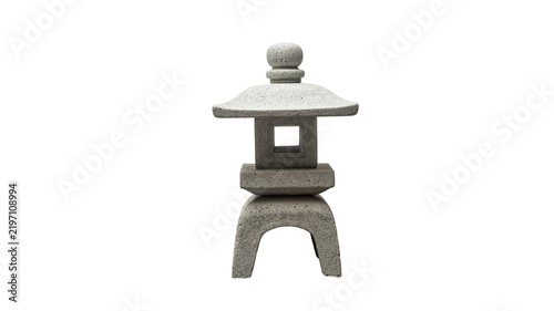 Traditional Asian stone pagoda garden lantern stupa isolated on white background